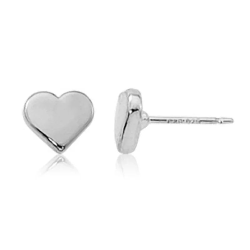 Buy More, Save More On Stunning Jewelry Designs Sterling Silver Flat Heart Stud Earrings