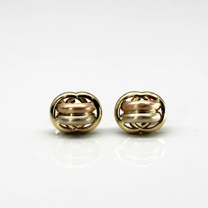 Delicate Crystal Jewelry For Sophisticated Charm Two Tone Gold Dome Stud Earrings