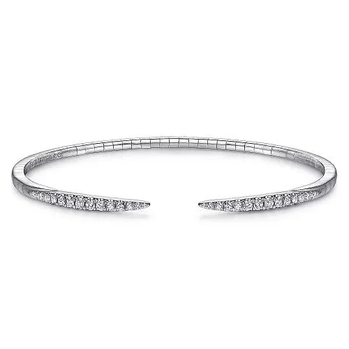 14K White Gold Split Diamond Spike Bangle