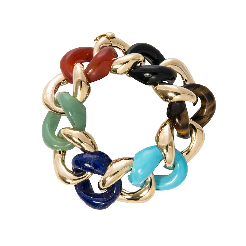 Seaman Schepps Multi Gemstone Classic Medium Link Bracelet