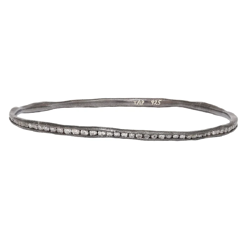 Silver & Diamond Fissure Bangle