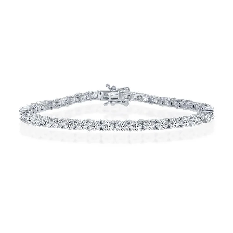 Sterling Silver 4x3mm Oval CZ Tennis Bracelet