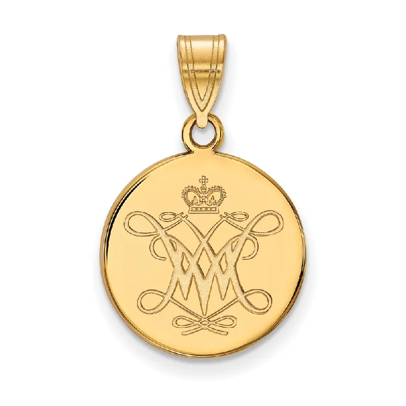 10k Yellow Gold William and Mary Medium Disc Pendant