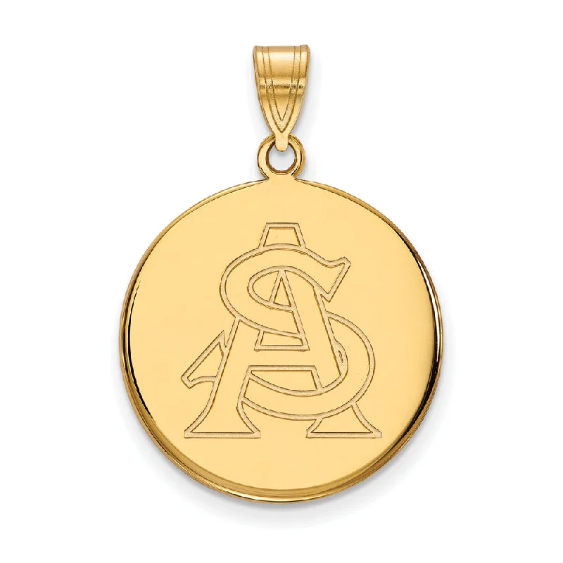 14k Gold Plated Silver Arizona State Large Disc Pendant