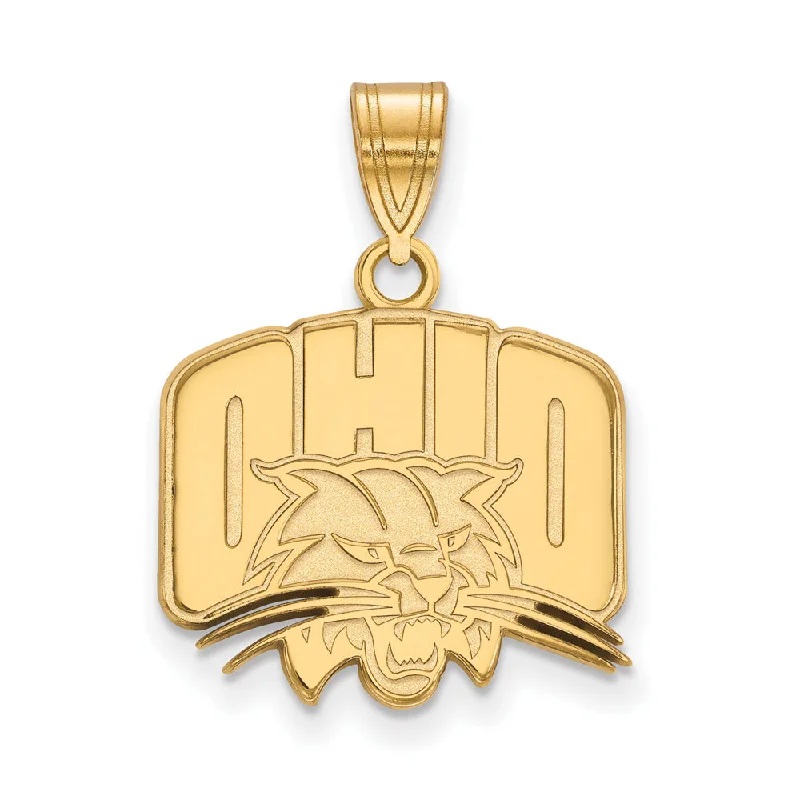 14k Gold Plated Silver Ohio U. Medium Pendant