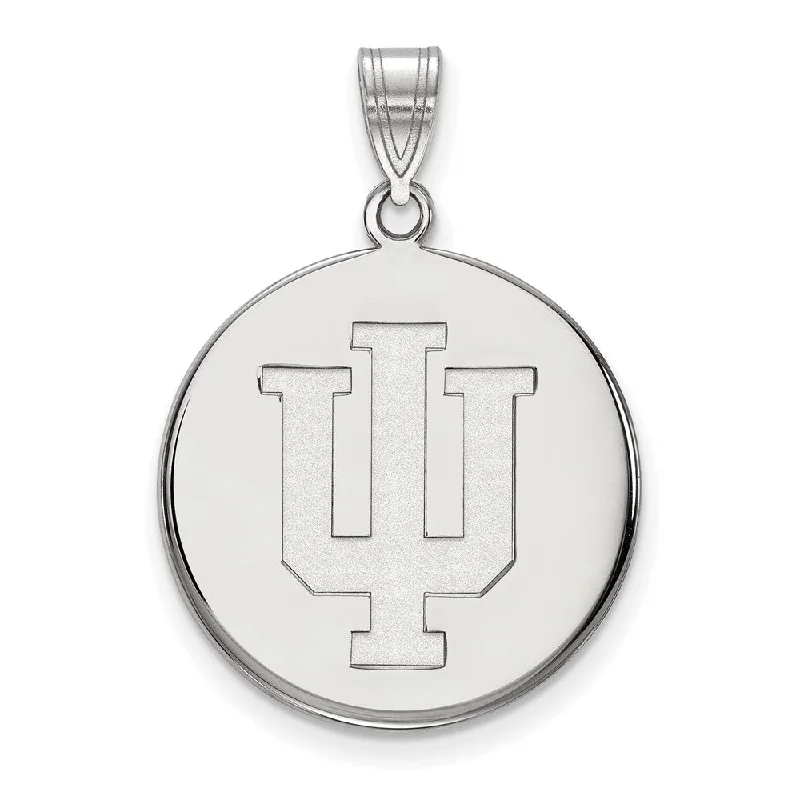 14k White Gold Indiana U Large Disc Pendant