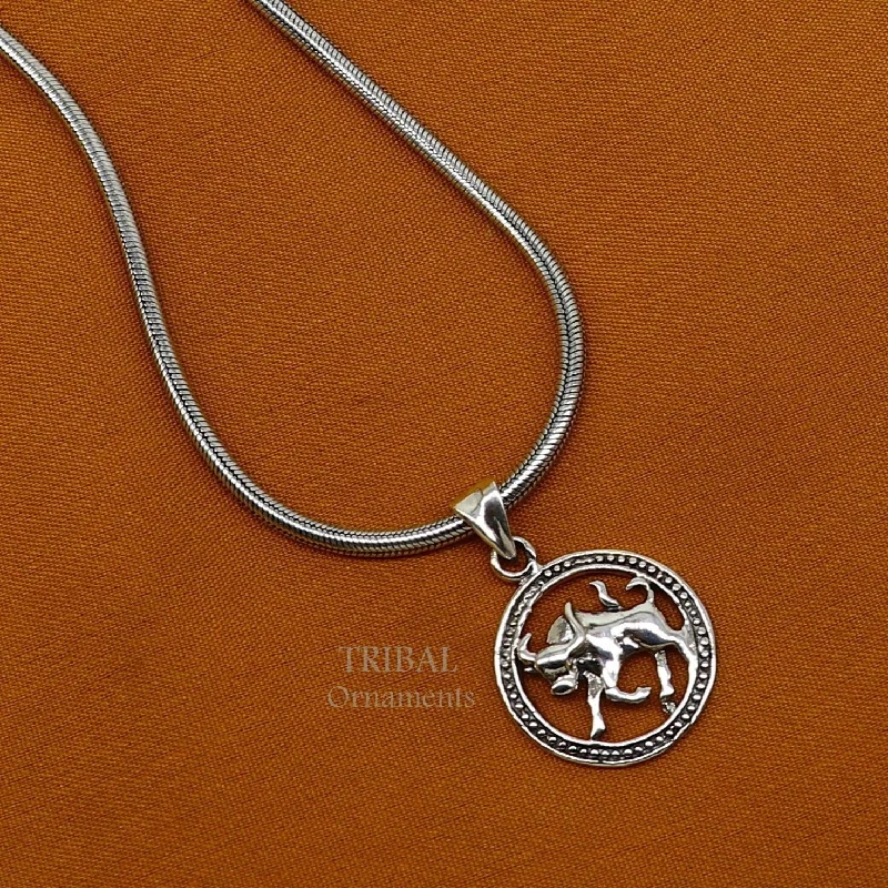 925 sterling silver unique horoscope zodiac Taurus sign/ symbol pendant unique Vrishbh Rashi symbol pendant best ethnic jewelry nsp573