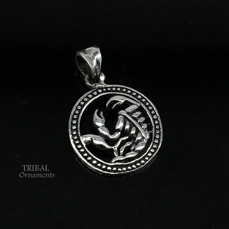 Modern trendy Zodiac sign Scorpio symbol pendant 925 sterling silver unique Design horoscope "Vrischik Rashi" pendant best jewelry nsp582