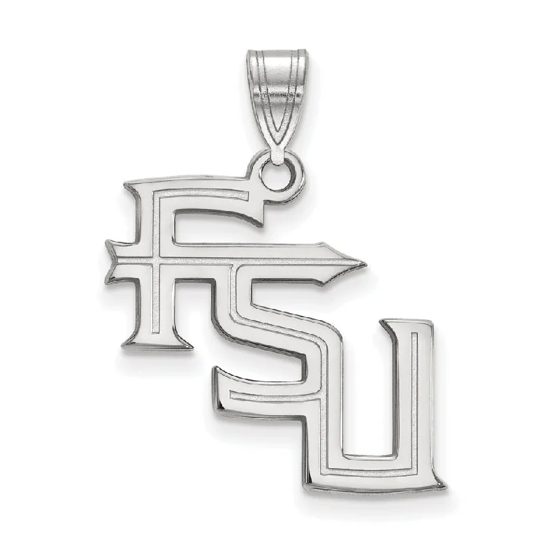 10k White Gold Florida State Large 'FSU' Pendant