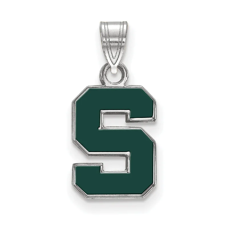 Sterling Silver Michigan State XL Enamel 'S' Pendant