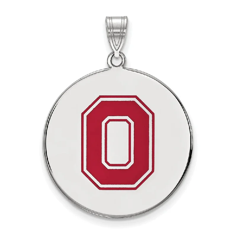 Sterling Silver Ohio State XL Enamel Disc Pendant