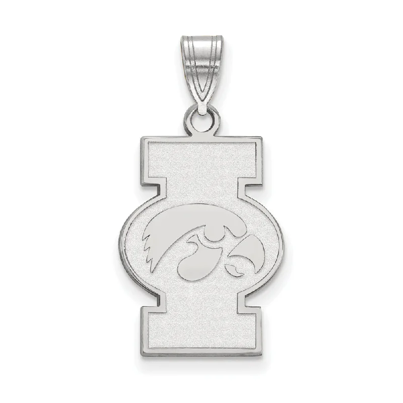 Sterling Silver U. of Iowa Large Logo Pendant