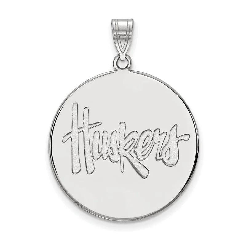 Sterling Silver U. of Nebraska XL Disc Pendant