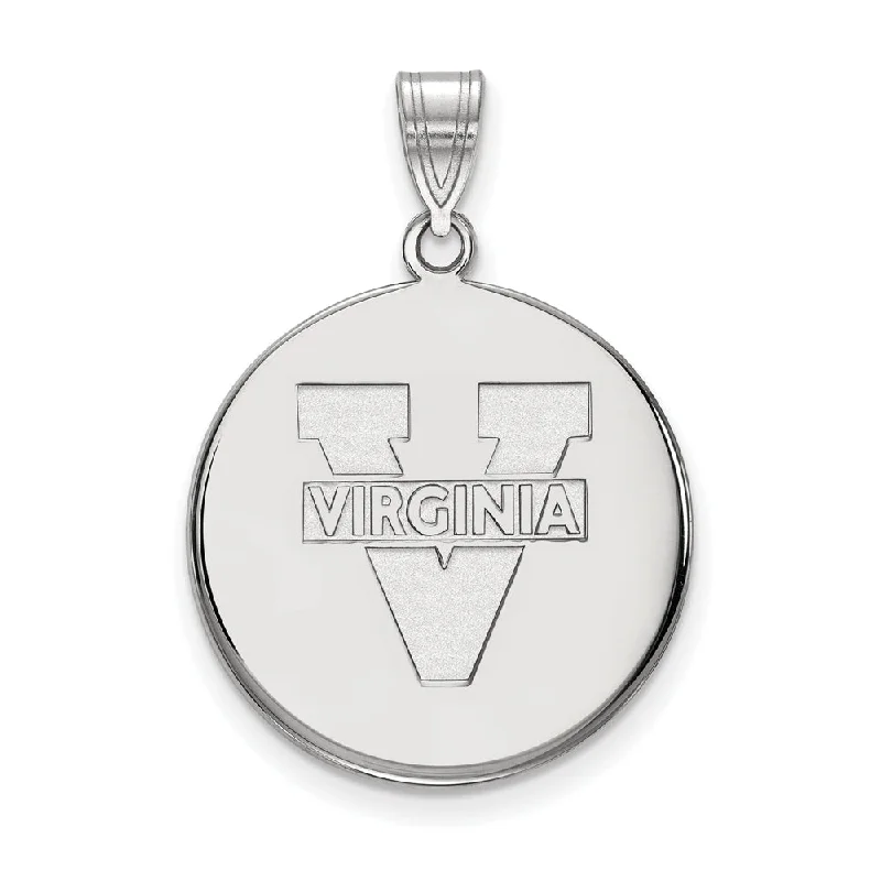 Sterling Silver U. of Virginia Large 'V' Logo Disc Pendant