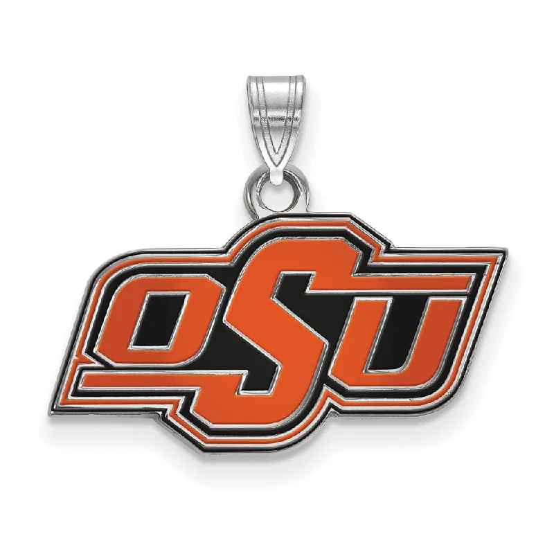 Sterling Silver Oklahoma State Small Enamel Pendant