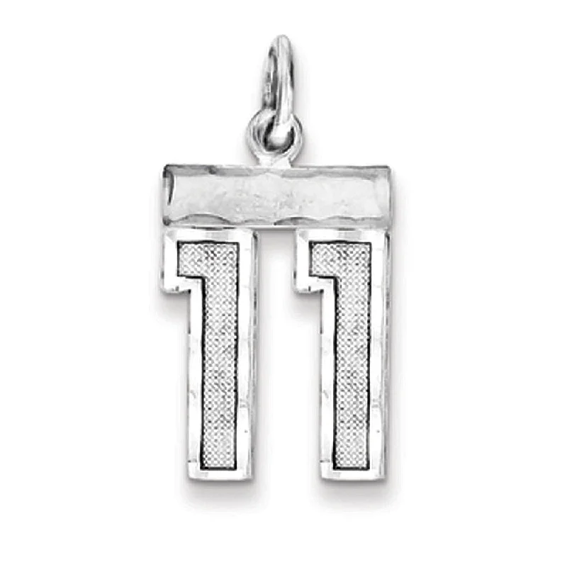 Sterling Silver, Varsity Collection, Small D/C Pendant, Number 11