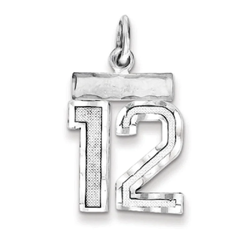 Sterling Silver, Varsity Collection, Small D/C Pendant, Number 12