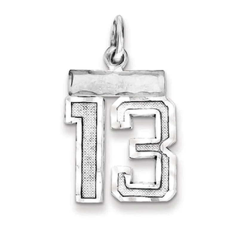 Sterling Silver, Varsity Collection, Small D/C Pendant, Number 13