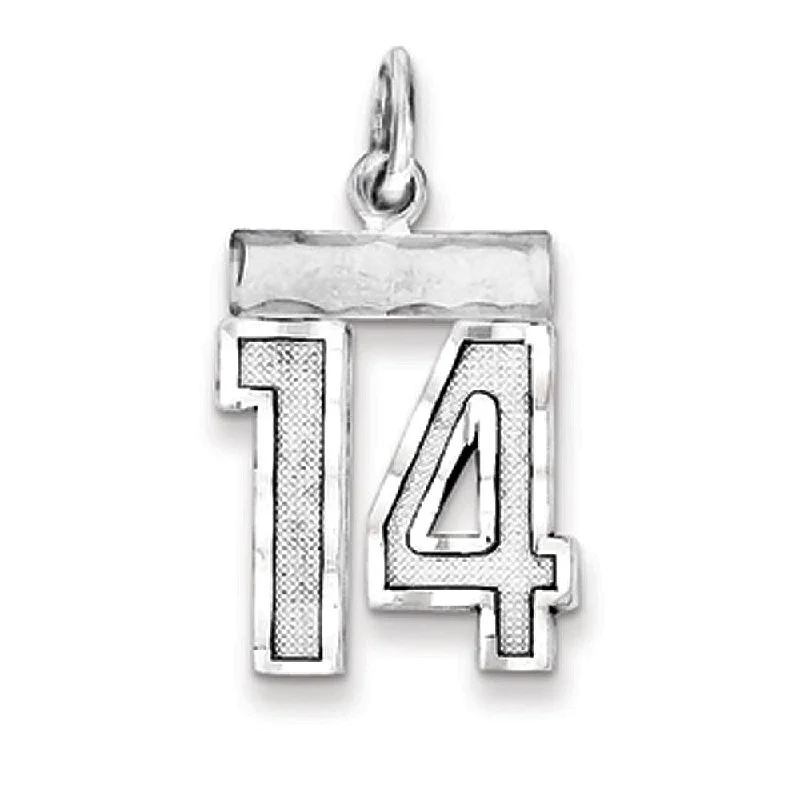 Sterling Silver, Varsity Collection, Small D/C Pendant, Number 14