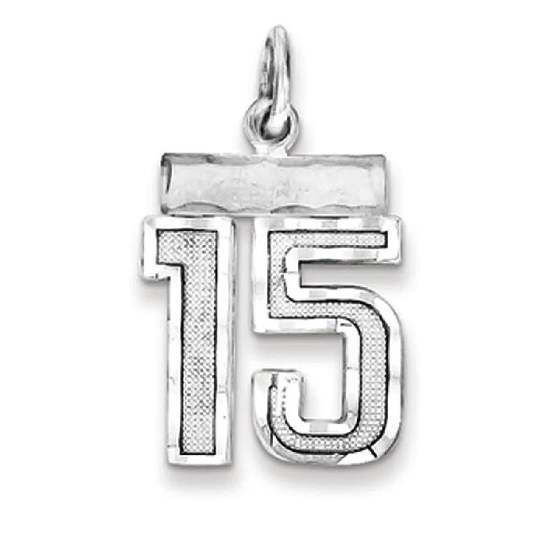 Sterling Silver, Varsity Collection, Small D/C Pendant, Number 15