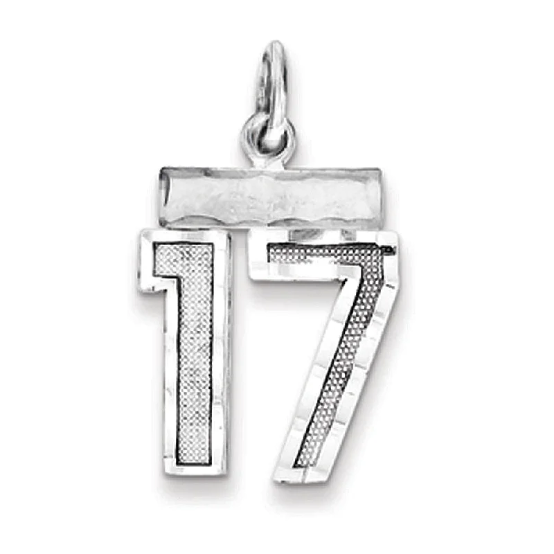 Sterling Silver, Varsity Collection, Small D/C Pendant, Number 17